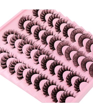Focipeysa False Lashes Natural Look 20 Pairs Strip Fluffy D Curl Fake Eyelashes Pack 4 Styles Mixed Volume Eye Lashes Multipack A01