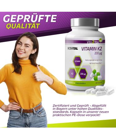 Vita2you Vitamin K2 200 g - 365 Capsules - Original K2Vital MK-7 - Premium Quality - All-Trans Menaquinone - Made in Germany - Buy Internationally - Buy Online on GoSupps.com