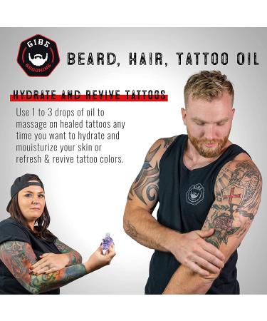 GIBS Beard Hair & Tattoo Oil - Softens & Strengthens Beard Growth, Moisturizes Skin | 4 Scents, 2 Sizes - Nutmeg, Leather, Vanilla, Musk - Buy Online on GoSupps.com
