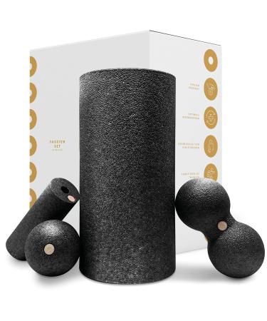 La Berta Fascia Set Fascia Role Fascia Roll Mini Fascia Ball Duoball for Self -Massage Fascia Training Muscles/connective tissue/metabolism Ball Fascia ball Fascia roll Set Dt. Instructions Set Advanced Hard: Black