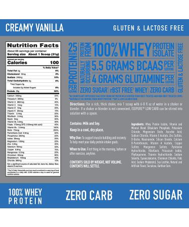 Isopure Zero Carb Protein Powder Creamy Vanilla 4.5 lb (204 kg)