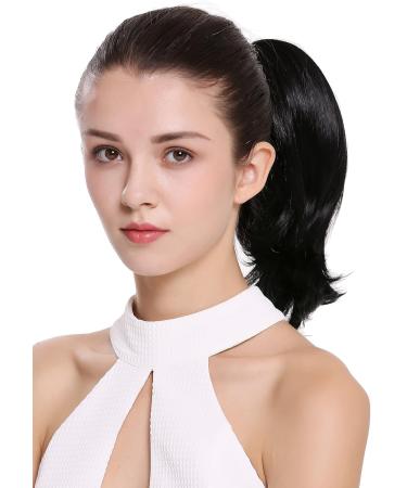 WIG ME UP 15-09-1 Black Ponytail Extension - 30 cm Voluminous Short Straight Hairpiece with Butterfly Clip - Buy Online on GoSupps.com