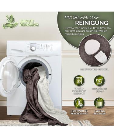 Sinnlein Electric Heating Ceiling Blanket 200x180cm - T V S d GS Checked with 9 Temperature Settings | Cozy Thermal Blanket for Bed & Sofa | Automatic Switch-Off & Timer Display in Light Brown - Buy Online on GoSupps.com