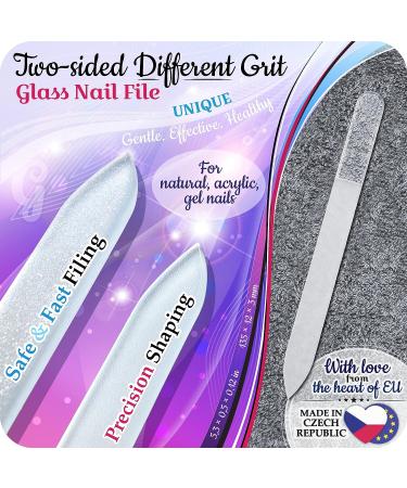 Genuine Czech Glass Nail File Set - Double Sided Etched Grit Surface, Callus Remover Foot Rasp, Manicure & Pedicure Tool Kit with Cotton Towel - Premium EU Quality by Gladzy Travel Set - Buy Online on GoSupps.com