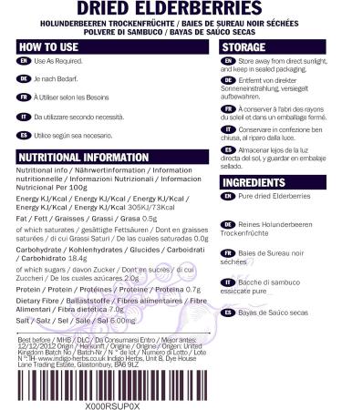 Indigo Herbs Dried Black Elderberry 50g - Buy Online on GoSupps.com