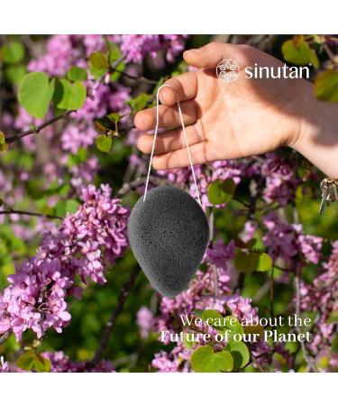 Sinutan | Konjac Face Sponge | 100% Natural Bamboo Activated Charcoal | Konjac Sponge for Exfoliation and Deep Pore Cleansing | Ecological Sponges | Gift Idea - Buy Online on GoSupps.com