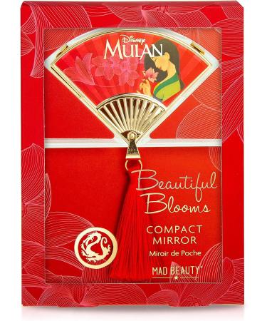 Disney Mulan Compact Mirror - Vibrant Red Blooms Fan Design with Tassels - Gold Accents - Small Slide-Out Mirror for Makeup Touch Up - Perfect Gift - Buy Online on GoSupps.com