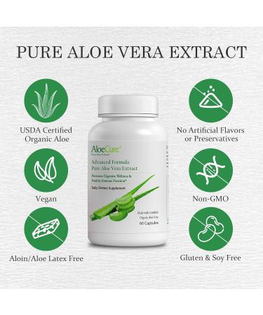 AloeCure Organic Aloe Vera Capsules 130 000mg Inner Aloe Leaf Equivelant per Serving Support Gut Health & Digestive Comfort Stomach Acid Buffer Natural Immune Supplement Aloin Free 60 Capsules - Buy Online on GoSupps.com
