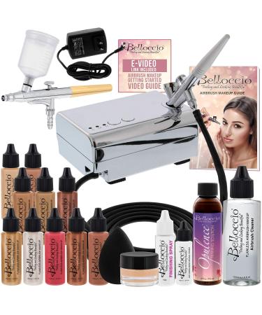 Belloccio Makeup and Tanning Airbrush System with MEDIUM Foundation and Blush Set