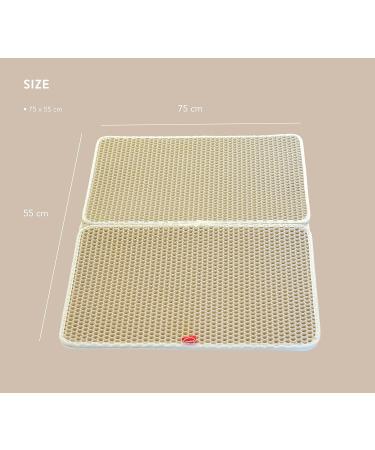 Premium XL Beige Cat Litter Mat - Double Layer Scatter Control & Waterproof - Buy Online on GoSupps.com