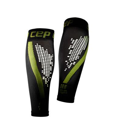 CEP - Nighttech Calf Sleeve 2.0 reflective women leg gums socks for exact calf compression made by medi size.LV women black / green