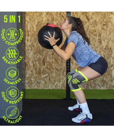 FEEL RECOVERY Knee Bandage - Compression Supports for Men & Women | Breathable Non-Slip Knee Brace for Pain Relief Arthrosis & Meniscus - 2 Pieces (Size S Green) - Buy Online on GoSupps.com