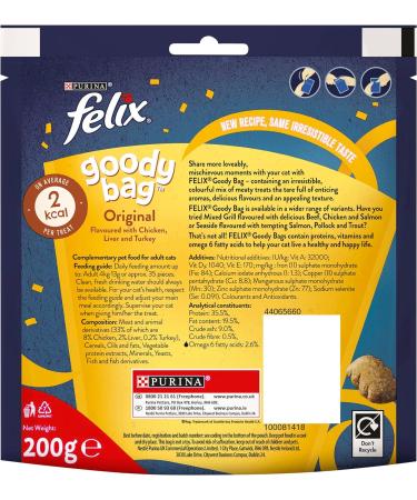 Felix Goody Bag Cat Treats Original Mix 200g Pack of 5 Original Mix 200 g (Pack of 5) - Buy Online on GoSupps.com