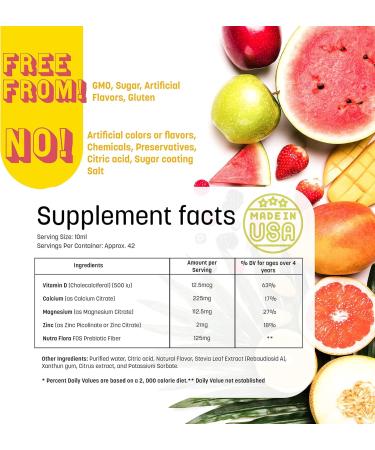 GreenPeach Organic Liquid Calcium for Kids - Magnesium Zinc Calcium Citrate & Vitamin D3 Calming Syrup & Liquid Calcium Supplement NO Sugar NO Artificial Flavors Vegetarian Halal Kosher 16 Fl Oz (Pack of 1) - Buy Online on GoSupps.com