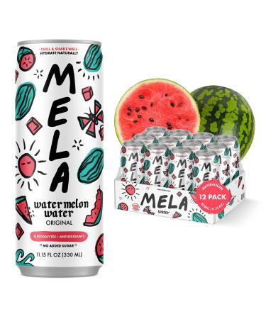 Mela Water Natural Watermelon Juice Drink, Electrolytes & Antioxidants, Natural Hydration, Coconut Water Alternative, Vitamin C, No Added Sugar, Natural, 11.15 fl oz (Pack of 12) 12 Pack - Buy Online on GoSupps.com