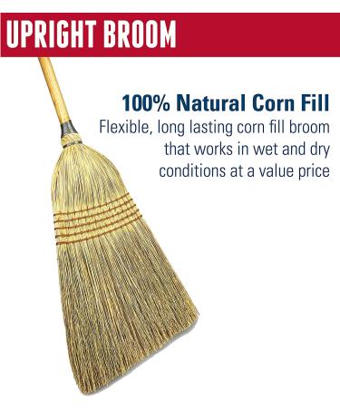 Weiler 95033 Heavy-Duty Corn Broom | 5 Sew Wooden Handle | 100% Natural Corn Fill | Indoor/Outdoor Sweeping - Buy Online on GoSupps.com