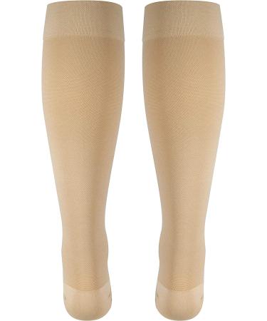 NuVein Medical Compression Stockings 15-20 mmHg Support for Women & Men | Knee Length Closed Toe | Beige Medium | Effective Leg Support - Buy Online on GoSupps.com