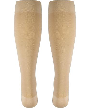 NuVein Medical Compression Stockings 20-30 mmHg Support Knee Length Closed Toe Beige Medium - Men & Women - Buy Online on GoSupps.com
