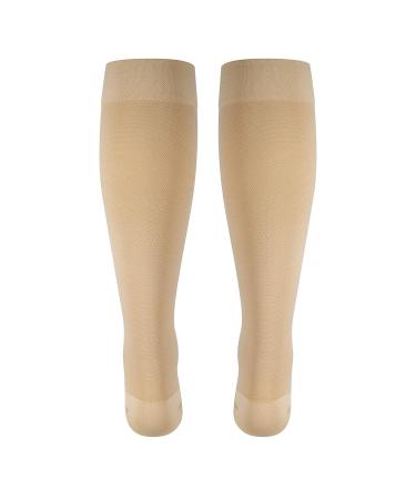 NuVein Medical Compression Stockings 15-20 mmHg for Men & Women - Knee Length Closed Toe - X-Large Beige - Buy Online on GoSupps.com