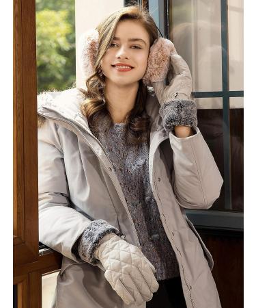 accsa Women Winter Ski Glove - Waterproof 3M Thinsulate Warm Windproof Gray-White with Gray Fur Medium - Buy Online on GoSupps.com