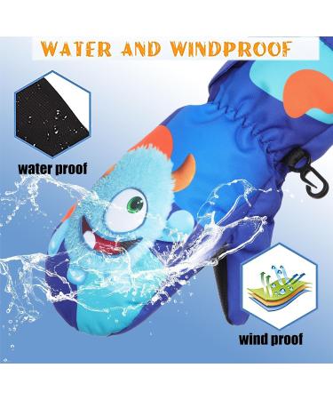 FAYHIJUN Waterproof Kids Mittens - Thermal Fleece Lined PU Palm Gloves for Boys Girls Age 7-9 - Ideal for Skiing, Snowboarding, Cycling - Blue - Buy Online on GoSupps.com