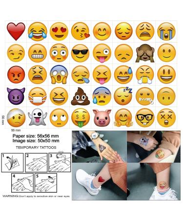 Emoji Temporary Tattoos (160 pcs) - Fun Emoji Body Stickers for Kids & Adults | Emoji Party Favors with Poop, Heart Eyes, Sunglasses, Smirk & More - Buy Online on GoSupps.com