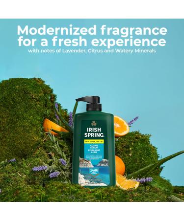 Irish Spring Active Scrub Exfoliating Body Wash for Men 24-Hour Fresh Biodegradable Ingredients Paraben Free Cool Fresh Scent 30 fl oz Pump Bottle (Pack of 2) - Buy Online on GoSupps.com