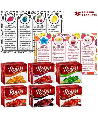 Royal Gelatin Variety Pack of 12 | 2 Box Each - Strawberry  Orange  Lime  Raspberry  Blackberry and Cherry | Bundled with Ballard Jello Shot Recipe Card and Ballard Cold Treats Card - Buy Online on GoSupps.com