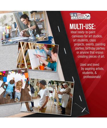 U.S. Art Supply 16x20 Black Stretched Canvas 4-Pack - Professional Artist Quality 100% Cotton Heavy-Weight Gesso - Ideal for Painting Acrylic, Pouring, and Oil 16x20 - Buy Online on GoSupps.com