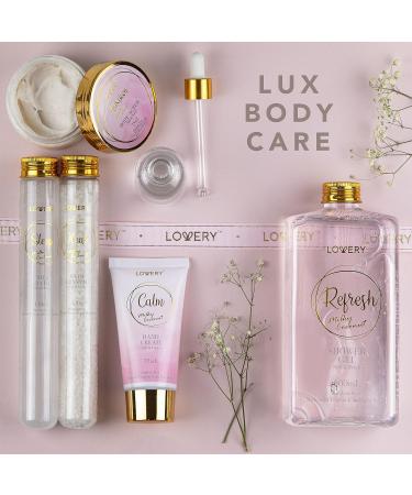 Luxury Bath Gift Set | Home Spa Gift Basket - Milky Coconut Scent Vitamin E & Shea Butter Shower Gel Bath Salt Body Scrub & More - International Shipping Available - Buy Online on GoSupps.com