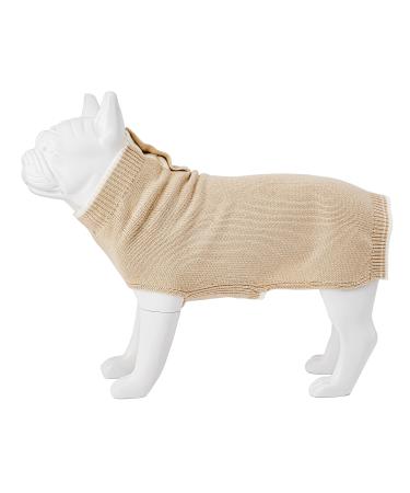 HUGO & HUDSON Turtleneck Dog Jumper Winter Warm Fitted Knitted Pullover Pet Sweater Beige XL Beige XL