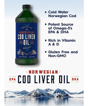 Carlyle Cod Liver Oil Norwegian Liquid 16 fl oz - Pack of 3 Bottles | Non-GMO & Gluten Free - Buy Online on GoSupps.com