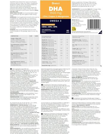 Brudy Lab Dreizol Omega 3 DHA 1500 avec EPA et DPA + Mangan se Zinc et Cuivre - Haute Concentration - Renforce les Tissus Oculaires R tine Sant Cardiaque et C r brale - 60 Capsules Jaune - Buy Online on GoSupps.com