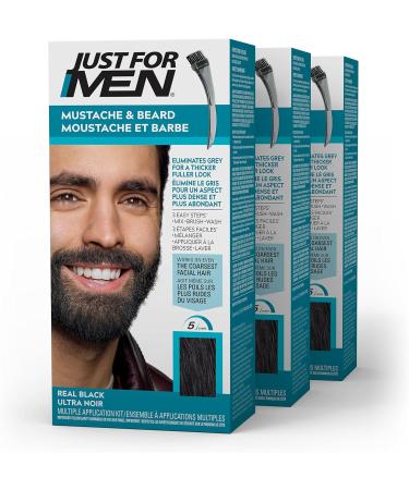 Just For Men Mustache & Beard Beard Dye for Men with Brush Included for Easy Application & Control GX 2 in 1 Grey Reducing Shampoo and Conditioner Gradually Colors Hair 118ml (3 Count) - Buy Online on GoSupps.com