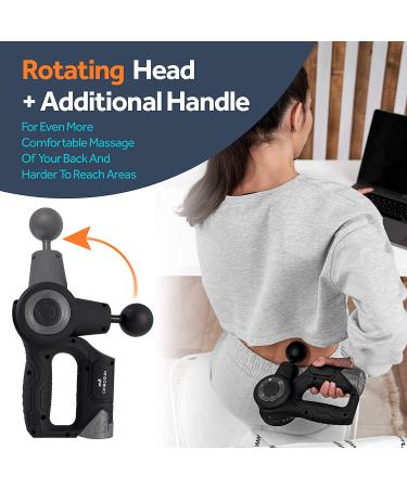 Deep Tissue Percussion Massage Gun for Athletes - Matte Black with Space Gray - Buy Online on GoSupps.com