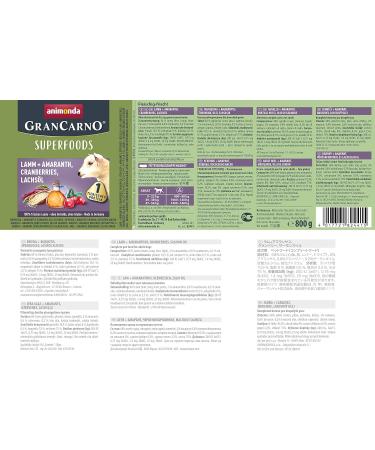Buy Animonda Gran Carno Adult Superfoods Dog Food - Lamb & Amaranth Wet Food 6-Pack (6 x 800g) - Premium Nutrition for Adult Dogs - Buy Online on GoSupps.com