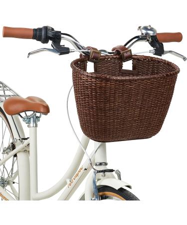 Retrospec Oval Dreamcatcher Basket with Leather Straps, Brass Buckles - Dark Stain - Buy Online on GoSupps.com