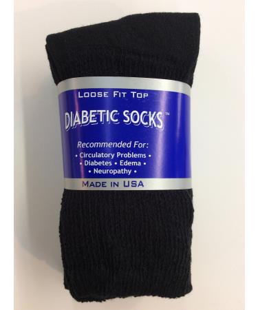 3 Pairs of Mens Black Diabetic Crew Socks 13-15 Size