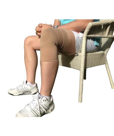 BeVisible Sports Knee Compression Sleeve - XL Beige for Men & Women | Best Support & Comfort - Buy Online on GoSupps.com