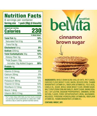 Belvita Cinnamon Brown Sugar Breakfast Biscuits - 4 Pack, 14.08 Oz, 8 Count - Healthy Snack - Buy Online on GoSupps.com