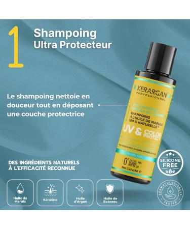 Kerargan - Kit de Voyage Protecteur UV & Couleur l'Huile de Marula pour Cheveux Secs et Color s - Shampoing Apr s-Shampoing Masque - Sans Sulfate OGM Huile Min rale - 3x100ml - Buy Online on GoSupps.com