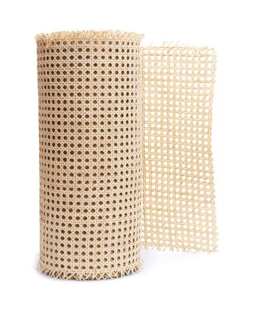 14 Width Cane Webbing 12 Feet  Natural Rattan Webbing for Caning Projects | Rattan Cane Webbing roll | Net Open Weave Wicker Cane Webbing Material for Cabinet  Door (12 FEET)