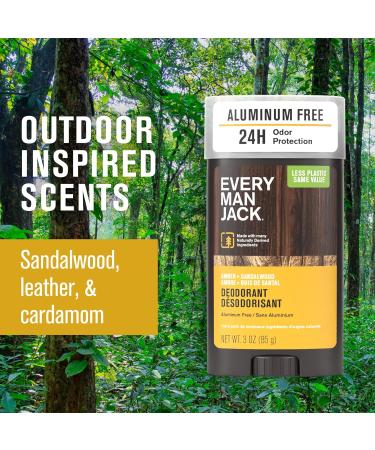 Every Man Jack Amber + Sandalwood Men s Deodorant - Stay Fresh with Aluminum Free Deodorant For all Skin Types - Odor Crushing Long Lasting with Naturally Derived Ingredients - 3oz (4 Pack) - Buy Online on GoSupps.com