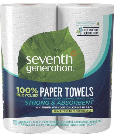 Seventh Generation Paper Towels  100% Recycled Paper  2-ply  2-Count (Pack of 12) - Buy Online on GoSupps.com