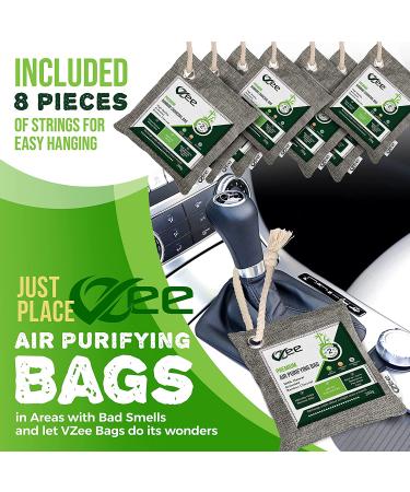 VZee 8 Pack x 200g Charcoal Bags Odor Absorber with 8 Ropes - Activated Bamboo Charcoal Air Purifying Bag for Room, Pets, and Basement Smells - Buy Online on GoSupps.com
