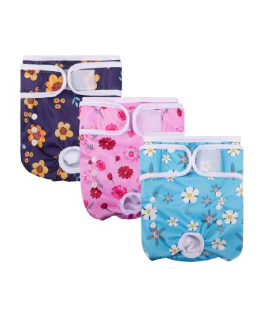 Demigreat folter trousers for bitches 3 pieces XS high -suction and women's bandages Dog diapers for bitches size adjustable -Nied flowers cute flowers XS