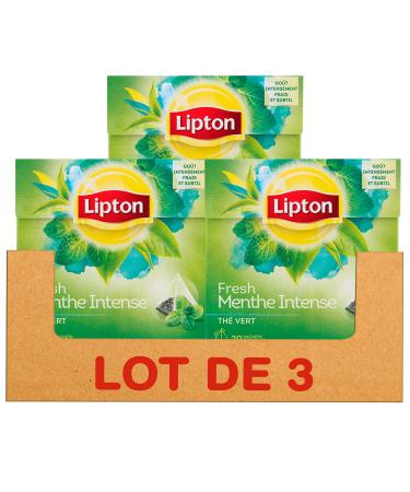 Lipton Th Vert Menthe Intense Go t Intens ment Frais & Subtil Label Rainforest Alliance 60 Sachets Lot de 3x20 Sachets 3 20 Unit (Lot de 3)