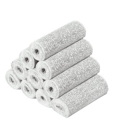 Navaris Plaster Cloth Rolls (L Pack of 10) - Gauze Bandages for Body Casts Craft Projects Belly Molds - Easy to Use Wrap Strips - 6 W x 118 L L White