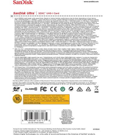 SanDisk Ultra 64GB Class 10 SDXC UHS-I Memory Card - 80MB/s Speed (SDSDUNC-064G-GN6IN) - Buy Online on GoSupps.com