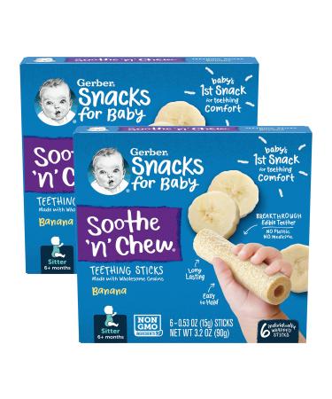 Gerber Soothe n Chew Teething Sticks Banana 6 CT